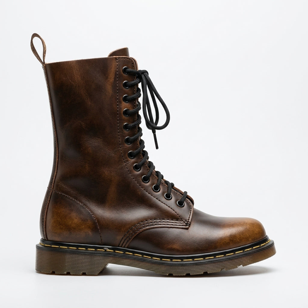 Hoge combat boots heren met vetersluiting en grove profielzool