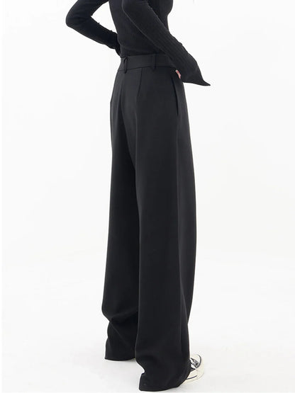 Asymmetrische wijde pantalon met knoopsluiting voor dames