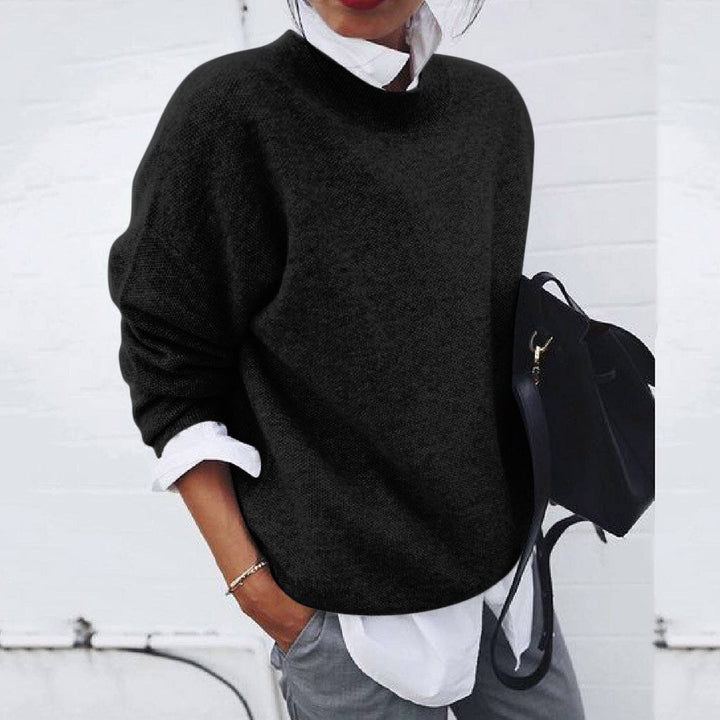 Oversized gebreide trui dames met verlaagde schoudernaden en geribde boorden