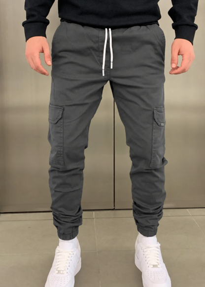 Cargobroek heren slim fit met elastische taille en boorden