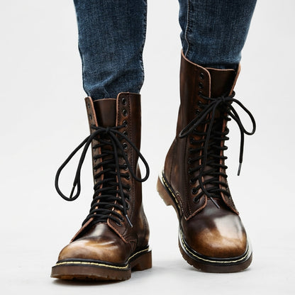 Hoge combat boots heren met vetersluiting en grove profielzool