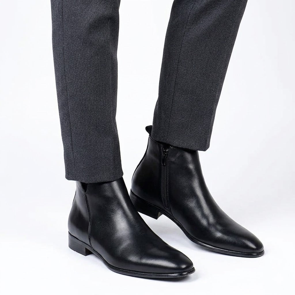 Chelsea boots heren met rits en blokhak, enkellaarzen