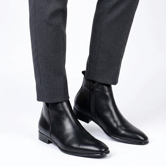Chelsea boots heren met rits en blokhak, enkellaarzen