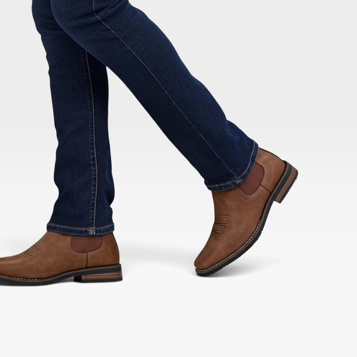 Instapbare chelsea boots heren met stretch zijpanelen en blokhak