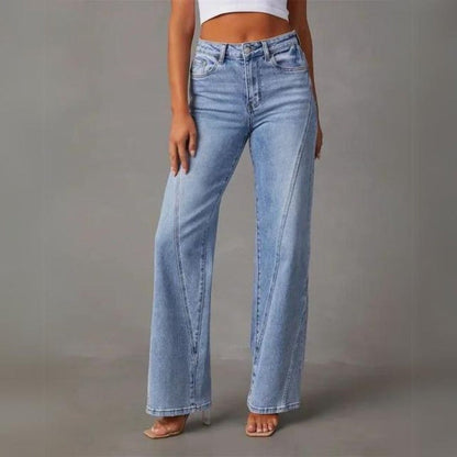 Wijde pijpen jeans dames met hoge taille en five-pocket design