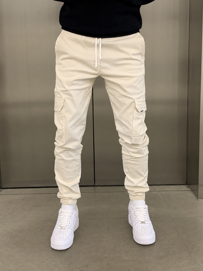 Cargobroek heren slim fit met elastische taille en boorden