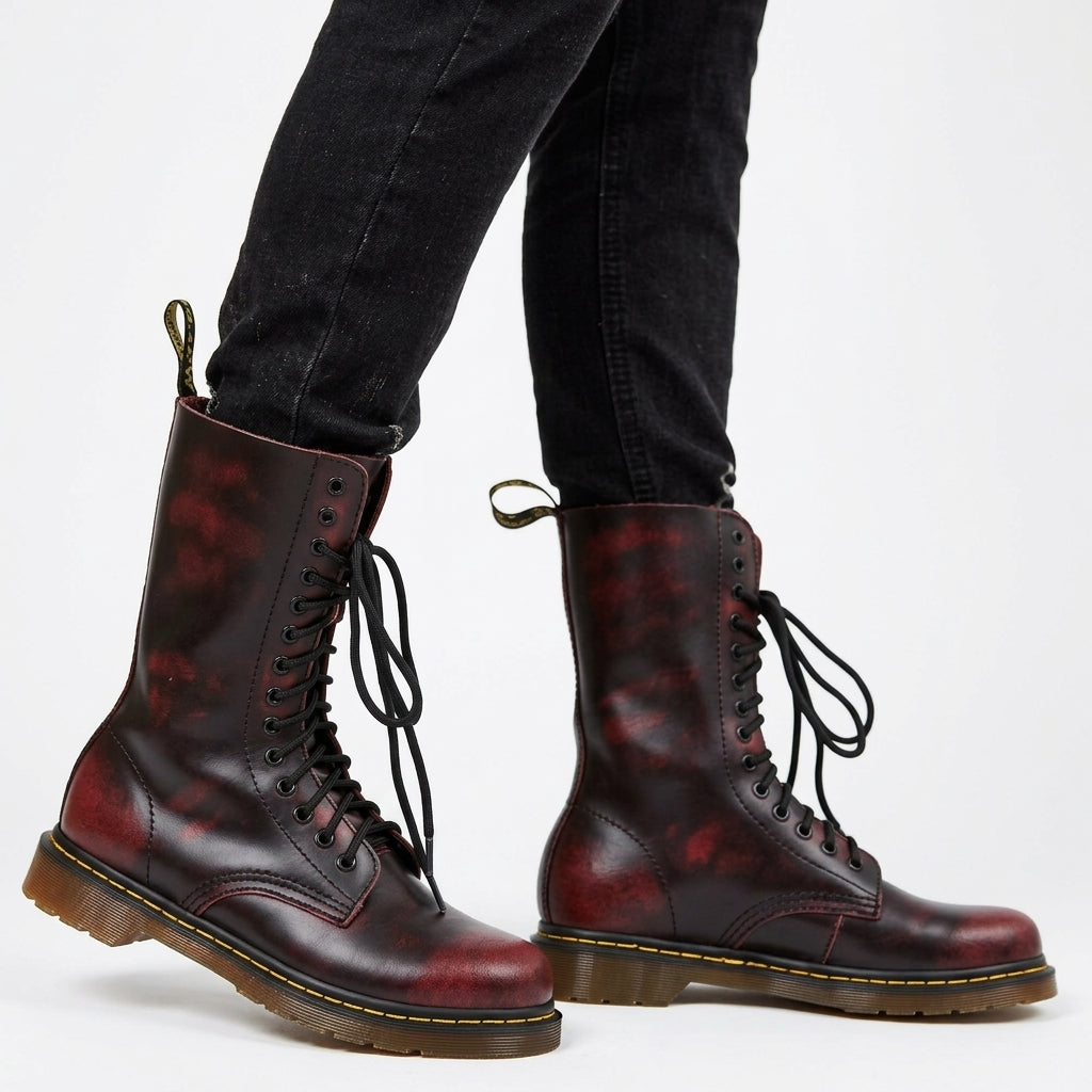 Hoge combat boots heren met vetersluiting en grove profielzool