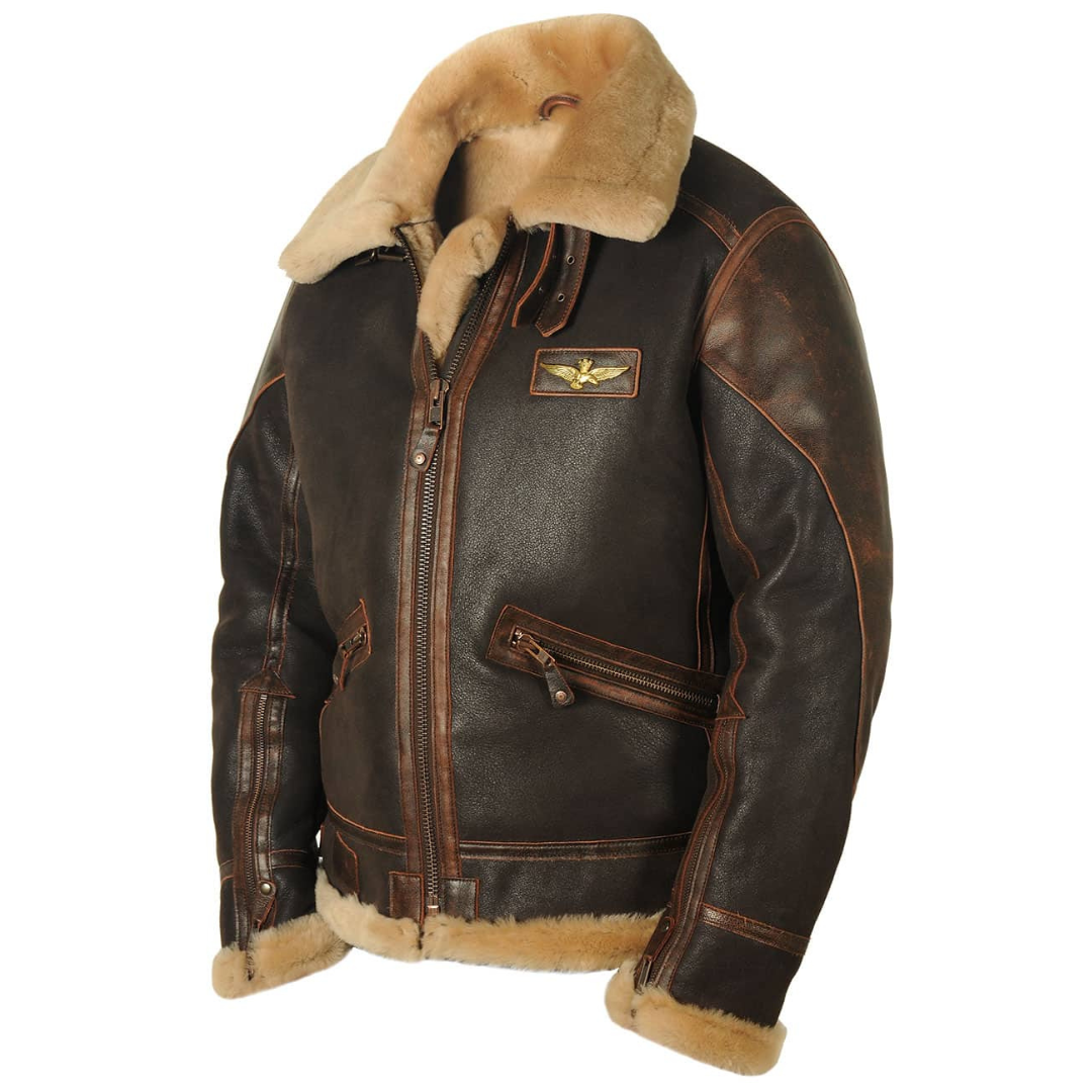 Gevoerde aviator winterjas heren met opstaande kraag en rits