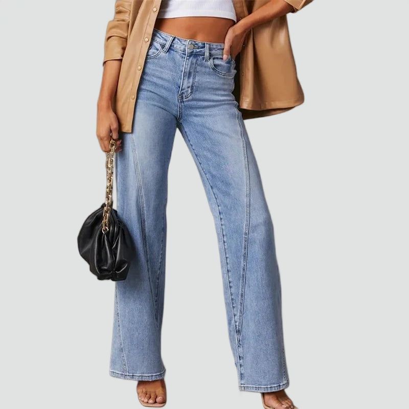 Wijde pijpen jeans dames met hoge taille en five-pocket design