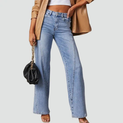Wijde pijpen jeans dames met hoge taille en five-pocket design