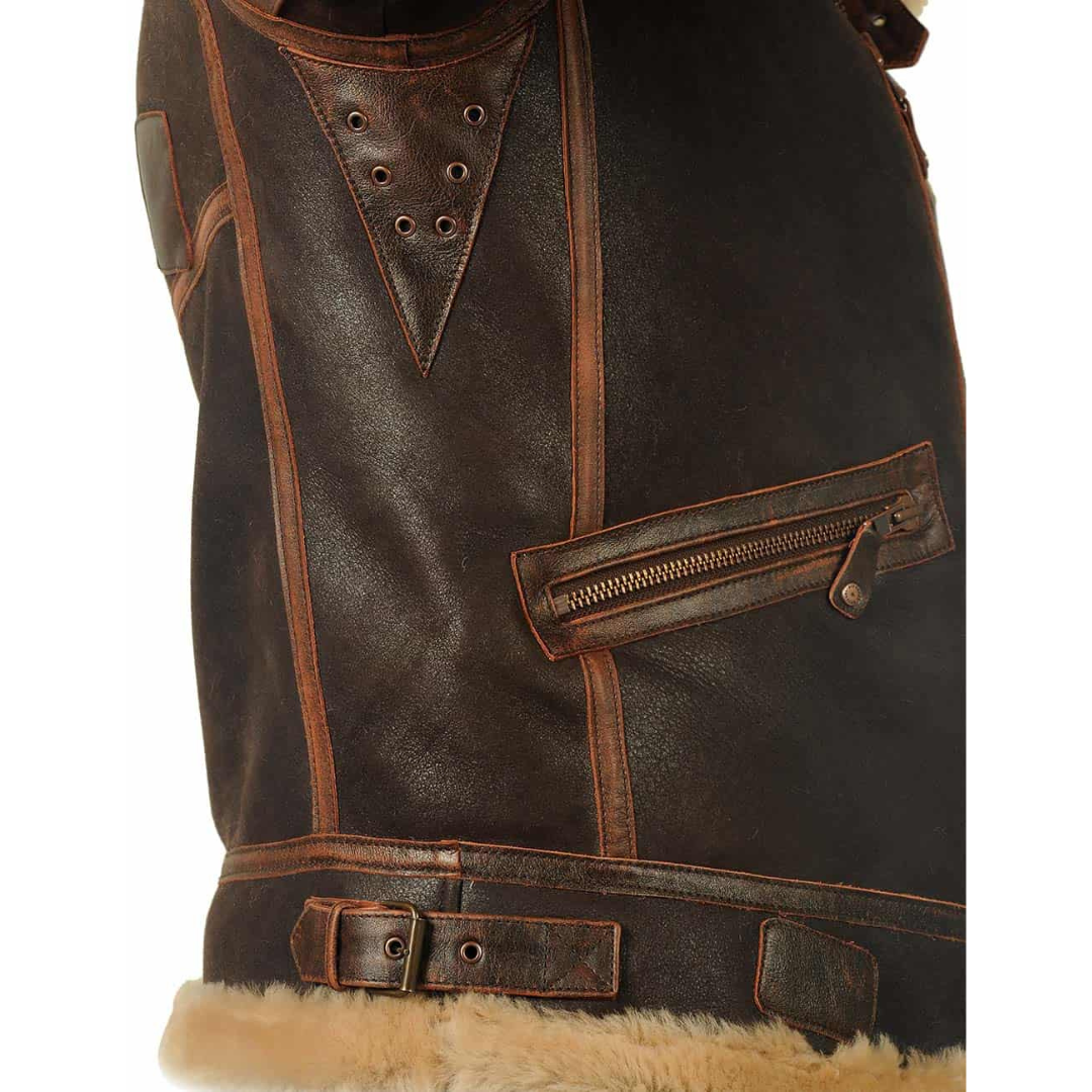 Gevoerde aviator winterjas heren met opstaande kraag en rits