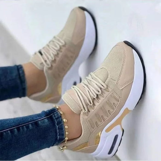Chunky sneakers dames met veters en luchtkussen plateauzool