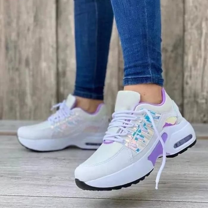 Chunky sneakers dames met veters en luchtkussen plateauzool