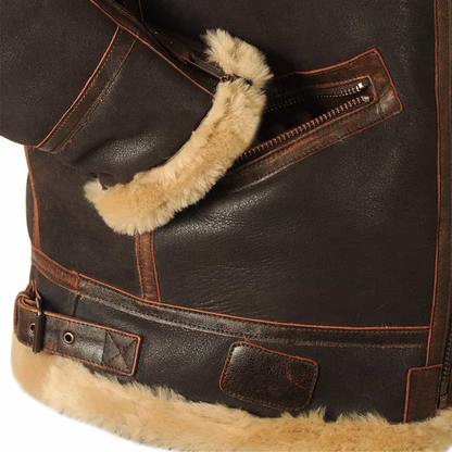 Gevoerde aviator winterjas heren met opstaande kraag en rits