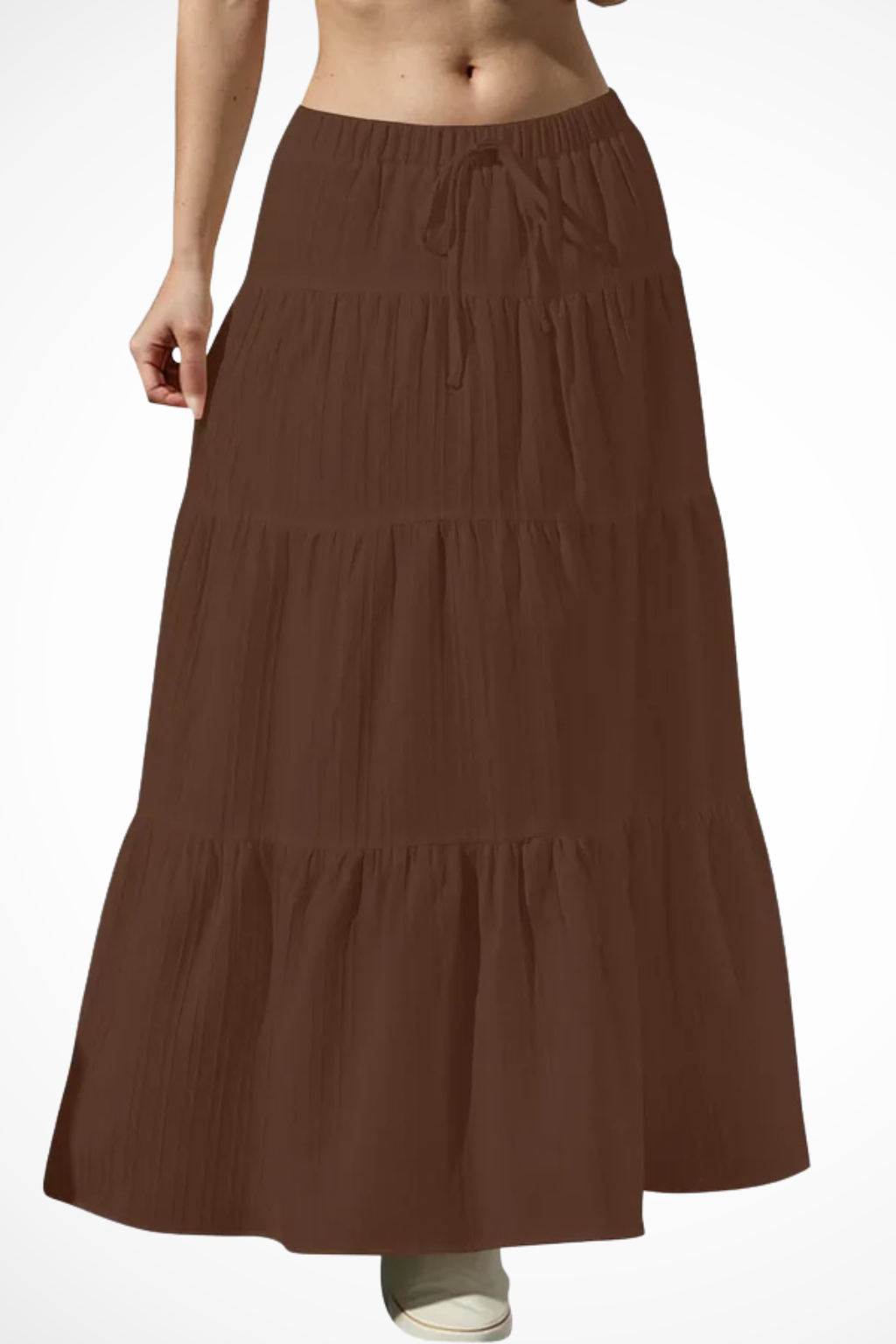 Gelaagde maxi rok dames met hoge taille en trekkoord