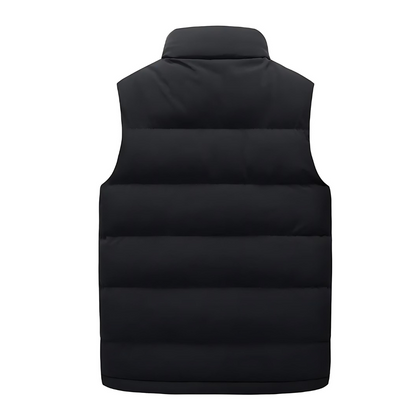 Gewatteerde bodywarmer heren met opstaande kraag en ritszakken