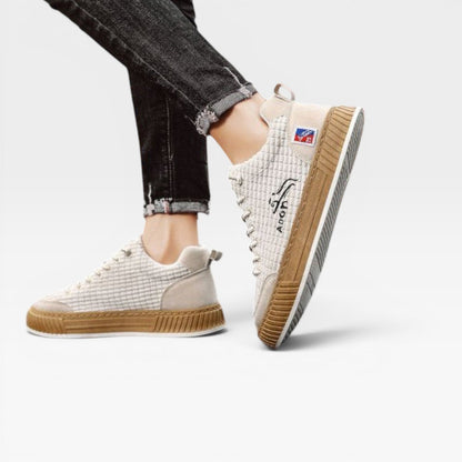 Lage sneakers met veters en geribbelde bovenkant voor heren