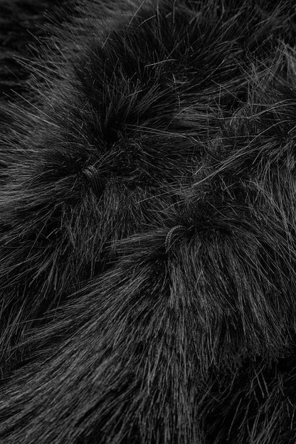 Korte faux fur jas dames met brede reverskraag en lange mouwen