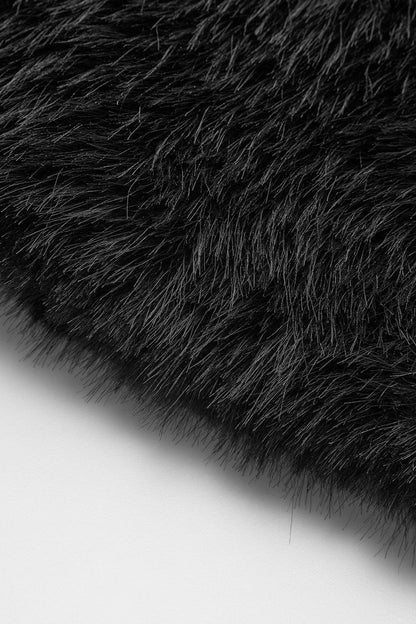 Korte faux fur jas dames met brede reverskraag en lange mouwen