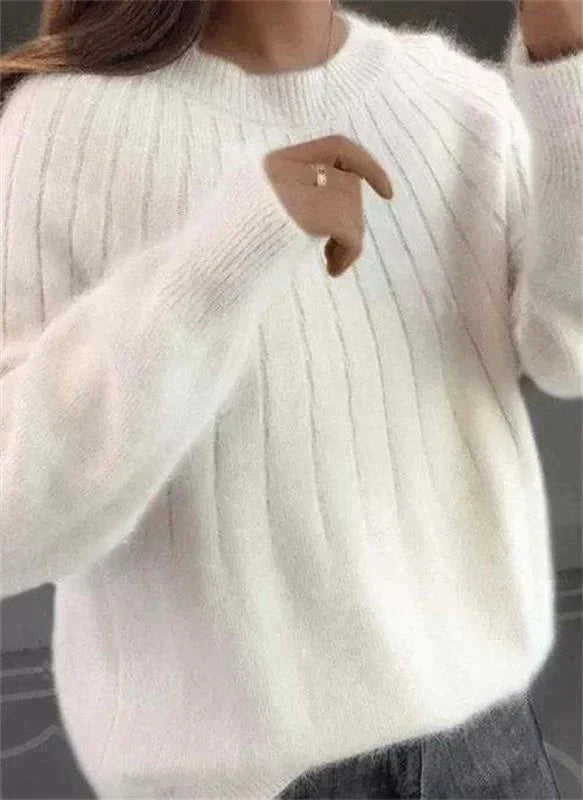 Cashmere Sweater for Women | Elegant Long Sleeve | White