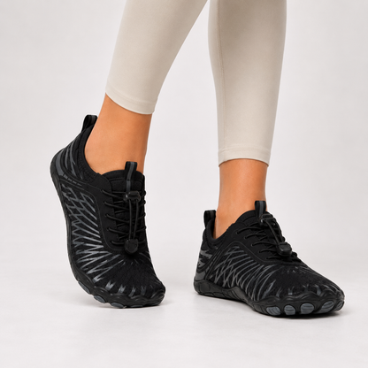 Barefoot wandelschoenen dames met brede neus en antislipzool