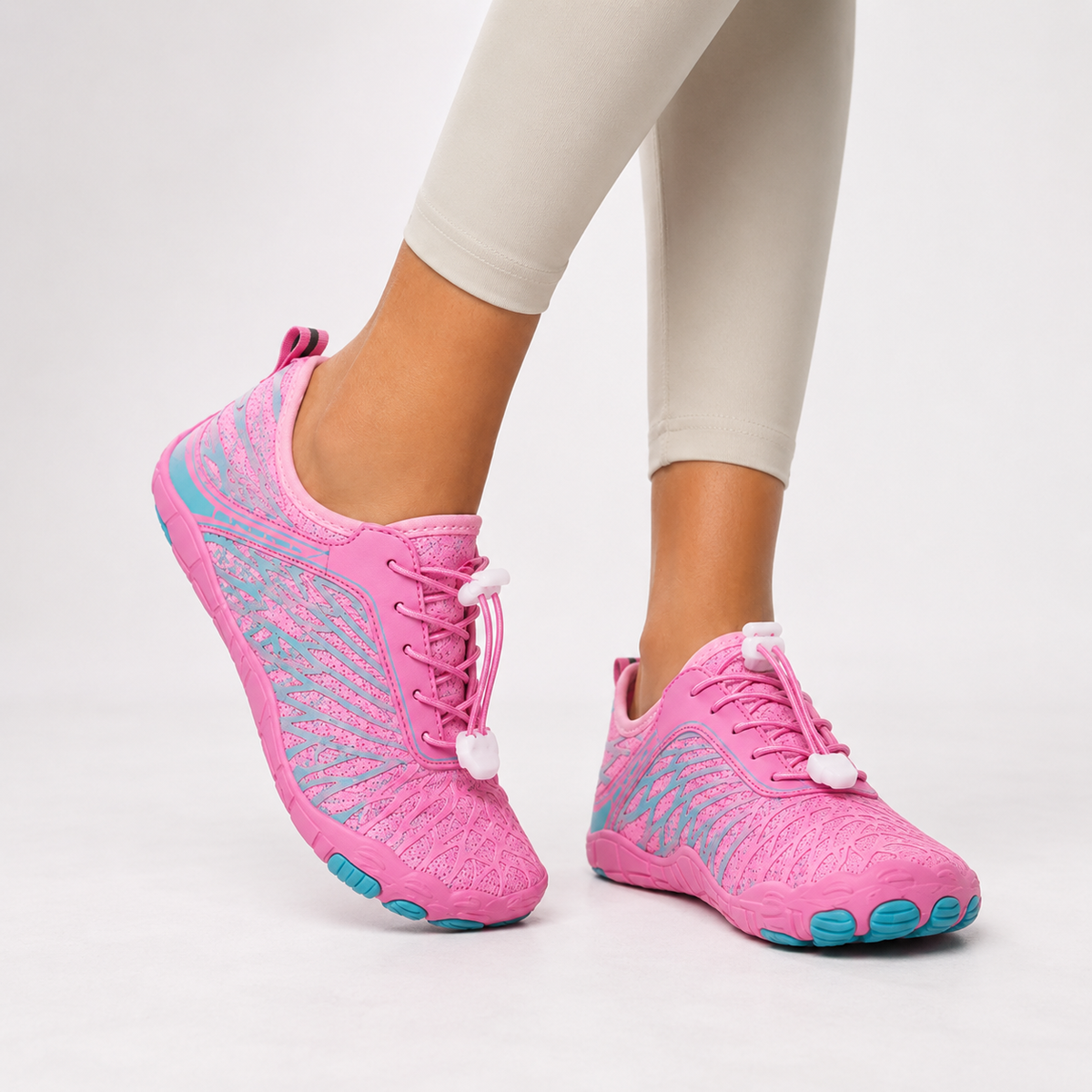 Barefoot wandelschoenen dames met brede neus en antislipzool
