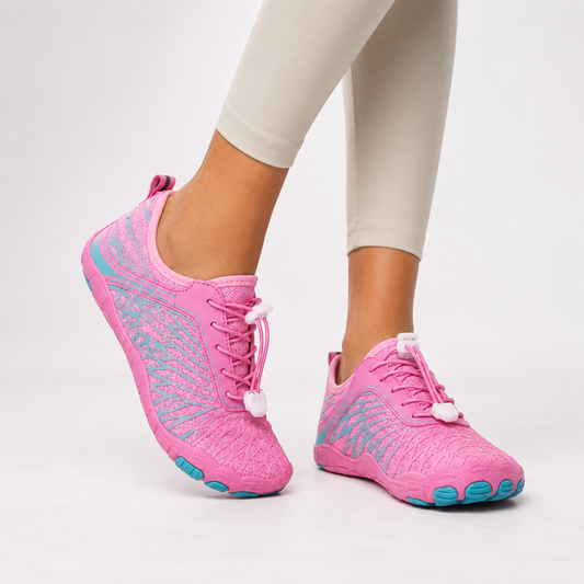 Barefoot wandelschoenen dames met brede neus en antislipzool