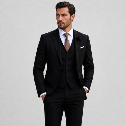 Slim fit 3-delig pak heren met gilet en pantalon voor bruiloft