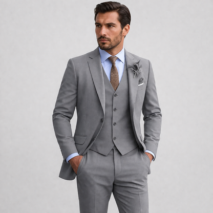 Slim fit 3-delig pak heren met gilet en pantalon voor bruiloft