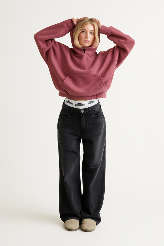 Oversized hoodie dames met capuchon en grafische rugprint