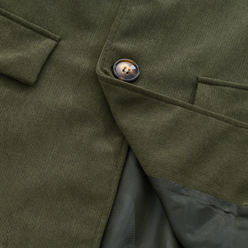 Getailleerde corduroy jas heren met opstaande kraag en knoopsluiting