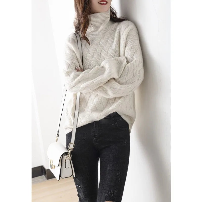 Oversized coltrui dames met kabelpatroon en lange mouwen