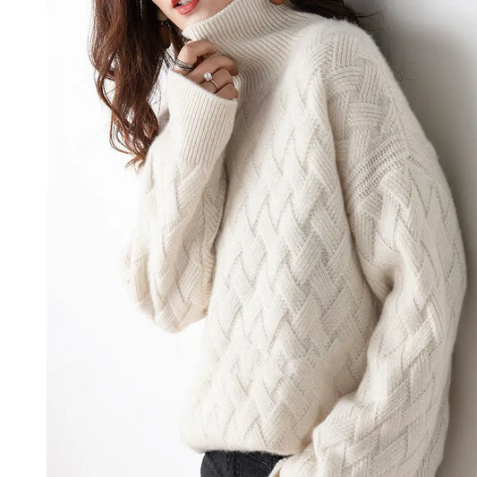 Oversized coltrui dames met kabelpatroon en lange mouwen