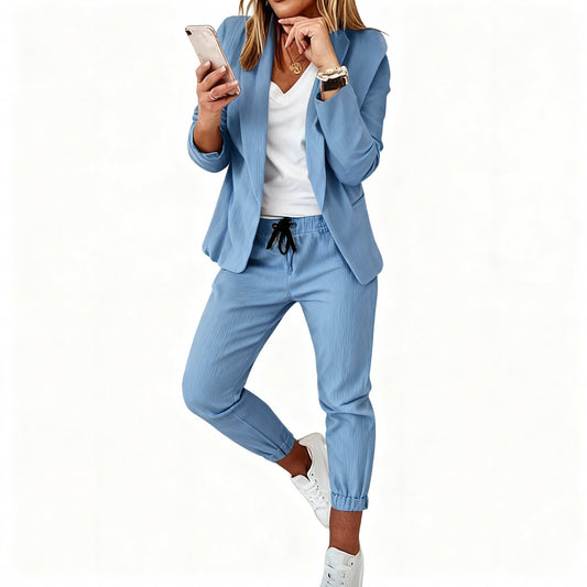 Getailleerde blazer set met joggingbroek voor dames, tweedelig