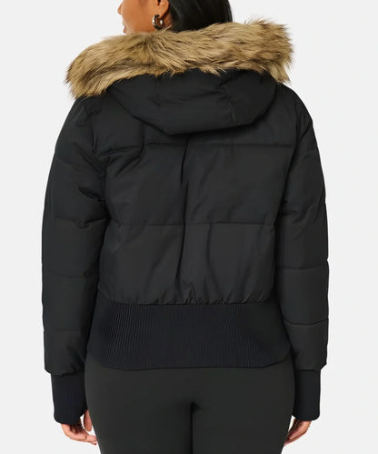 Korte gewatteerde puffer jas dames met capuchon en ritssluiting