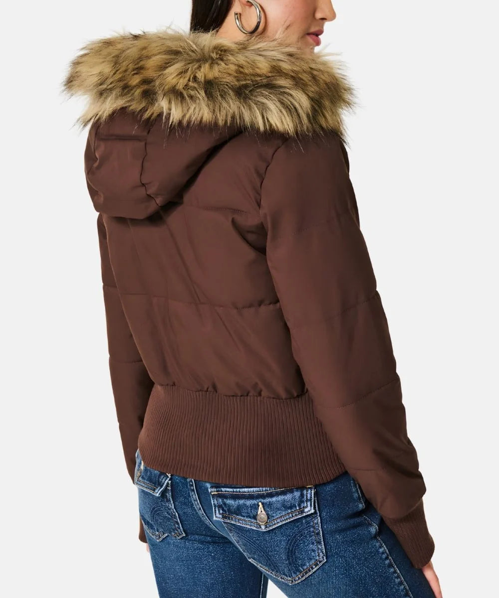 Korte gewatteerde puffer jas dames met capuchon en ritssluiting