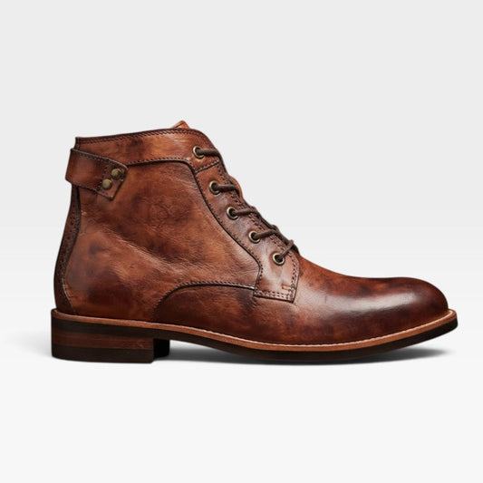 Veterboots heren enkellaarzen met gespdetail en blokhak
