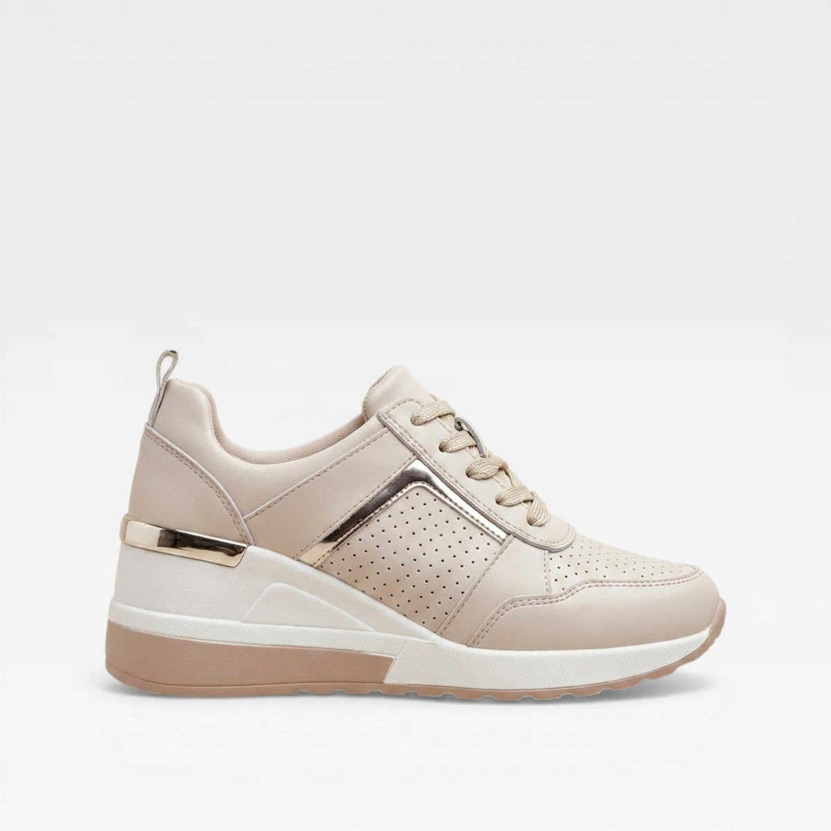 Geperforeerde wedge sneakers dames met verborgen sleehak en veters