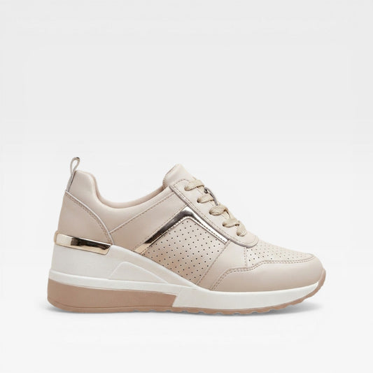 Geperforeerde wedge sneakers dames met verborgen sleehak en veters