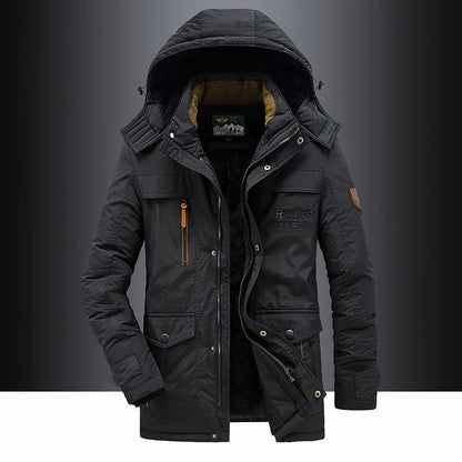 Gewatteerde winterparka heren met capuchon en ritssluiting