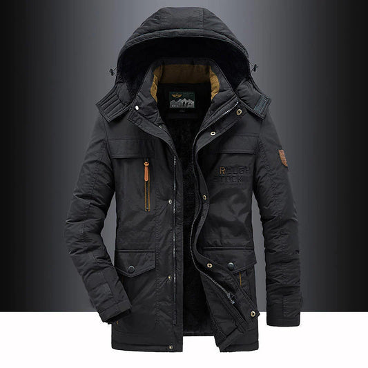 Gewatteerde winterparka heren met capuchon en ritssluiting