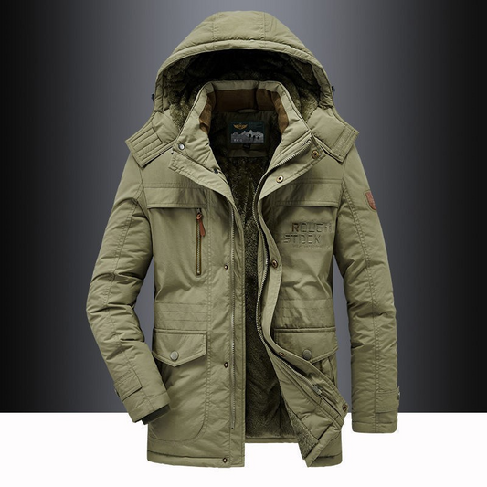 Gewatteerde winterparka heren met capuchon en ritssluiting