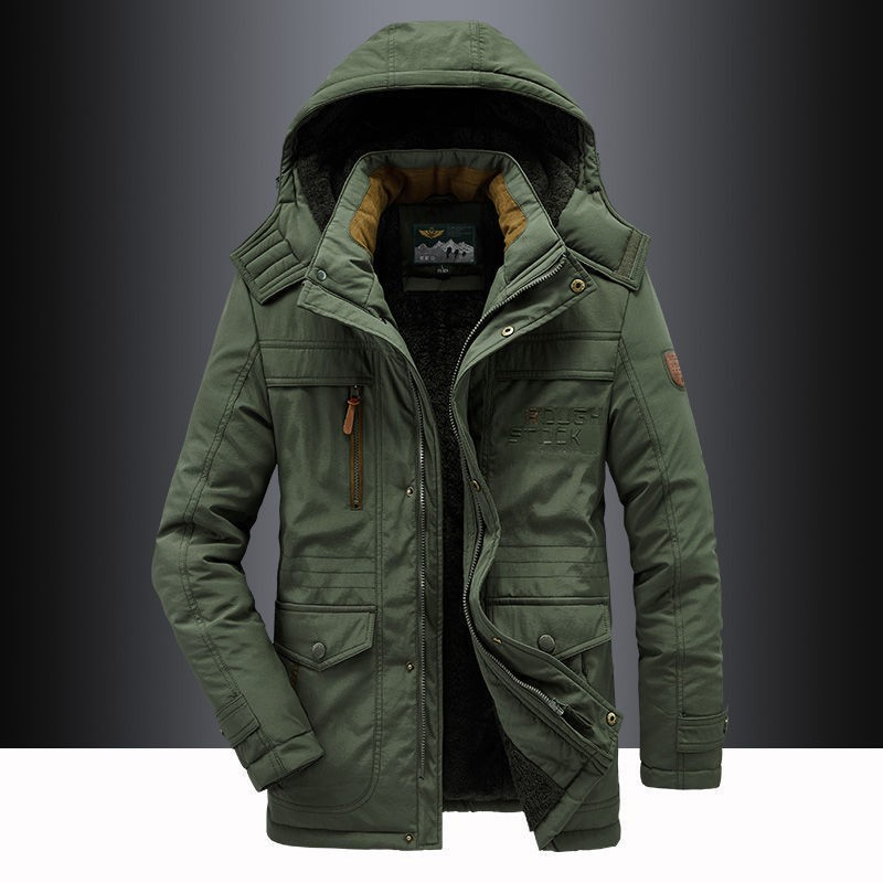 Gewatteerde winterparka heren met capuchon en ritssluiting