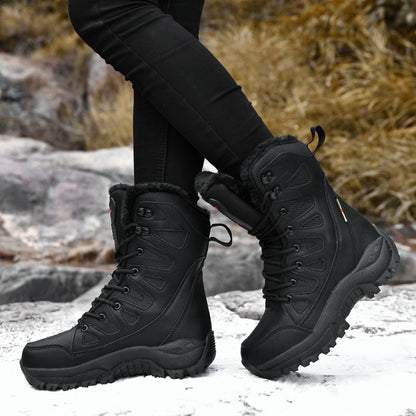 Gevoerde snowboots dames met vetersluiting en hoge schacht