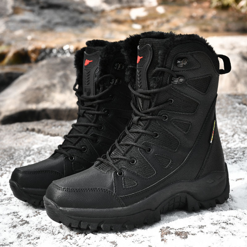 Gevoerde snowboots dames met vetersluiting en hoge schacht