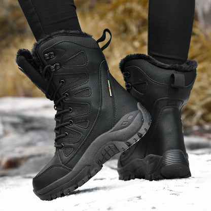 Gevoerde snowboots dames met vetersluiting en hoge schacht
