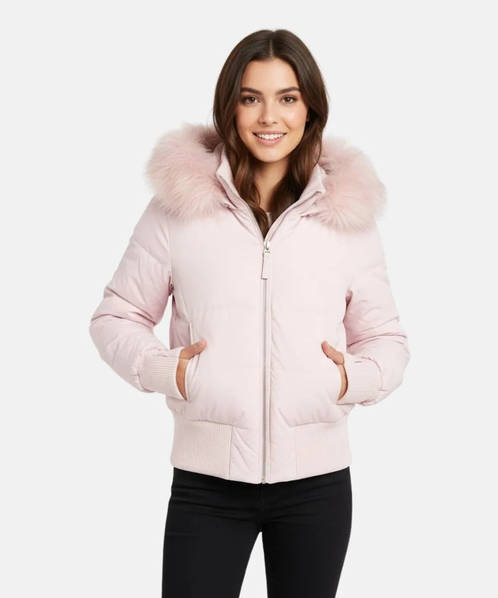 Korte gewatteerde puffer jas dames met capuchon en ritssluiting