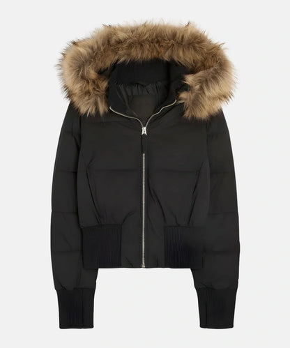 Korte gewatteerde puffer jas dames met capuchon en ritssluiting
