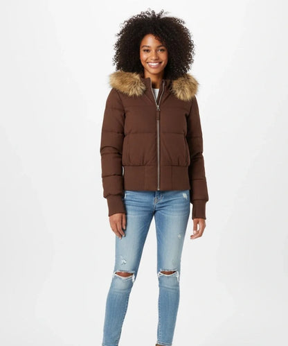 Korte gewatteerde puffer jas dames met capuchon en ritssluiting