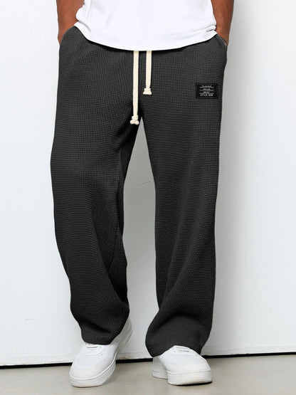 Wijde broek heren met elastische tailleband en trekkoord